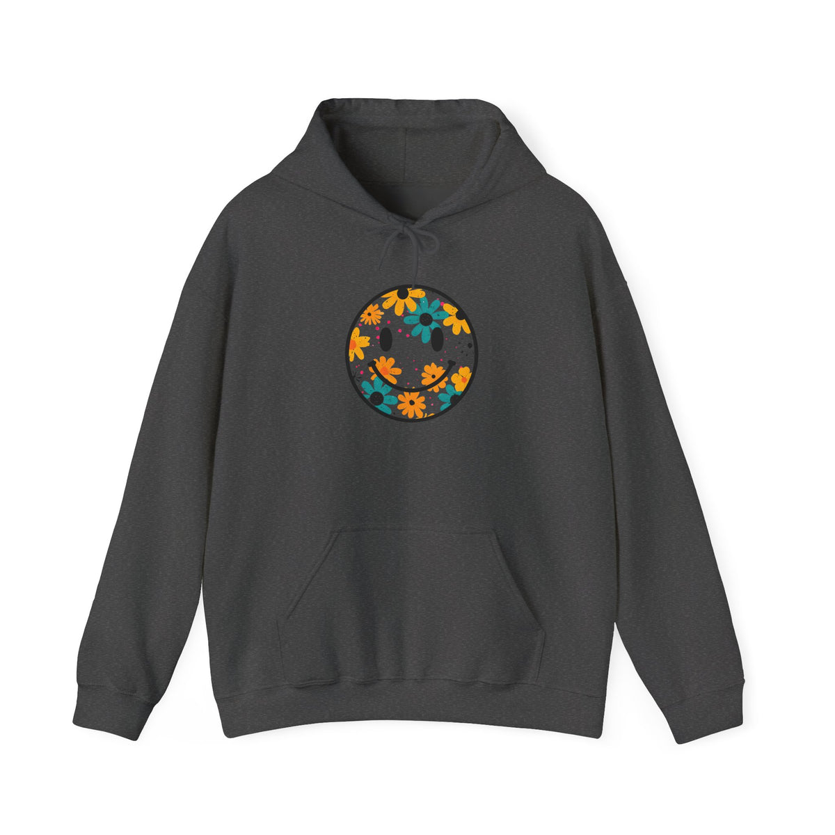 Floral Smiley Hoodie — Retro Daisy Smile Graphic Hoodie