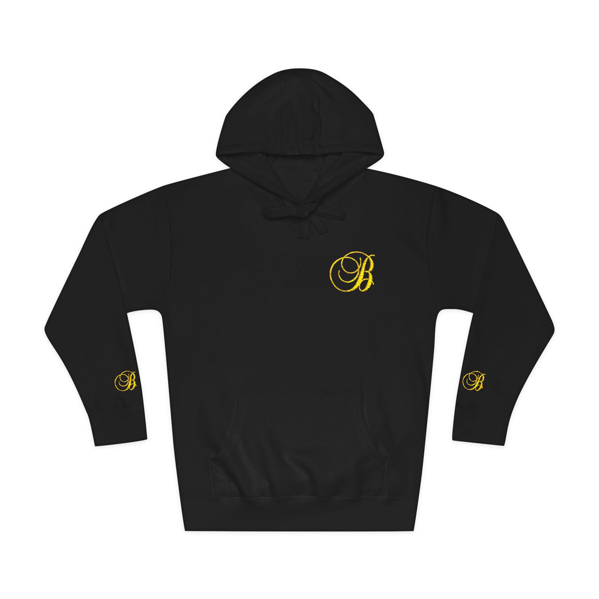 Coral Gold Floral Initial Hoodie — Monogram 'B' Casual Pullover