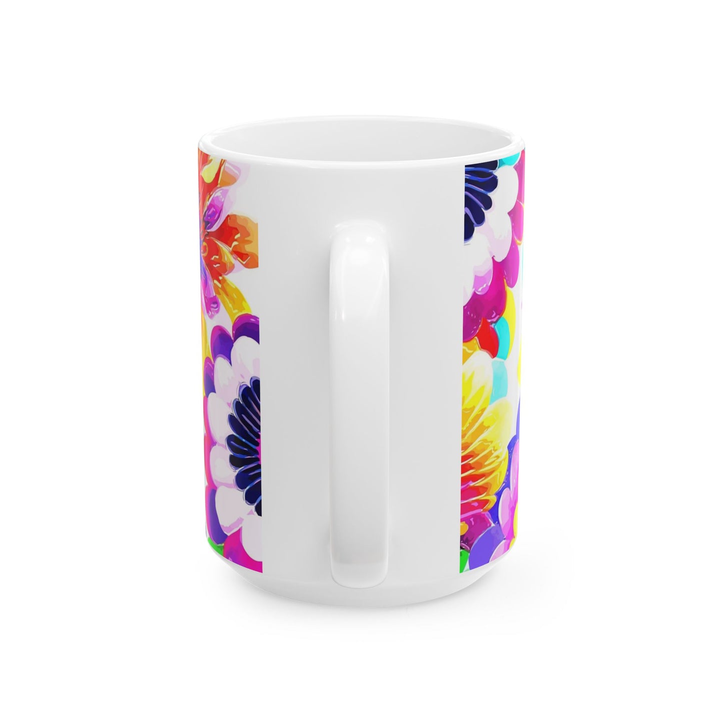 Vibrant Floral Ceramic Mug, Colorful Coffee Cup