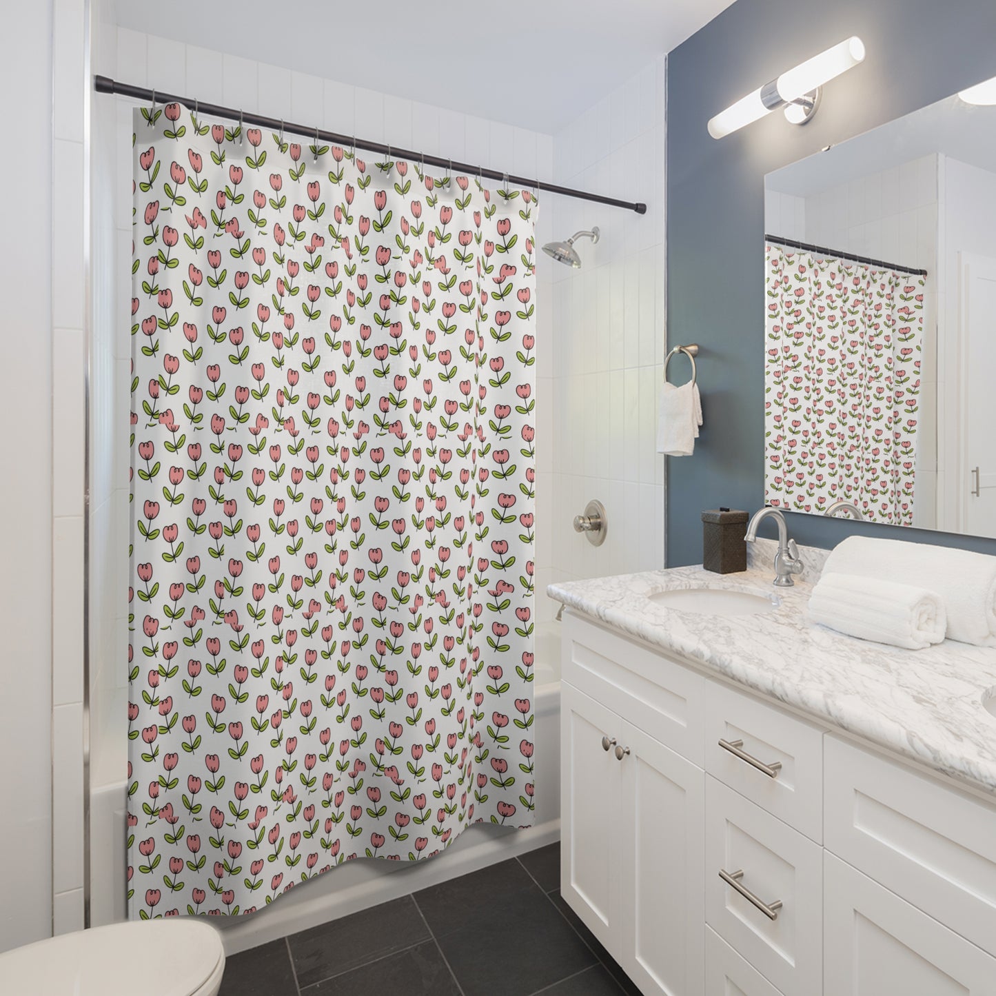 Floral Shower Curtain, Charming Bathroom Decor, Spring Vibes, Wedding Gift Idea, Home Makeover, Bath Accessories