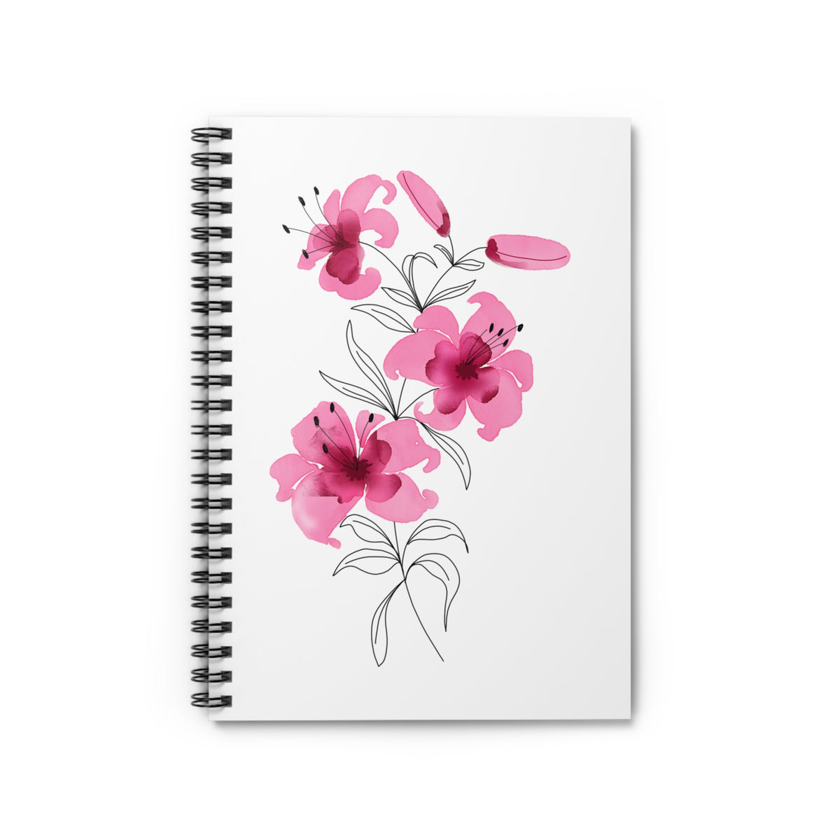 Floral Spiral Notebook - Ruled Lines, Cute Journal, School Supplies, Gift for Her, Floral Design, Note Taking