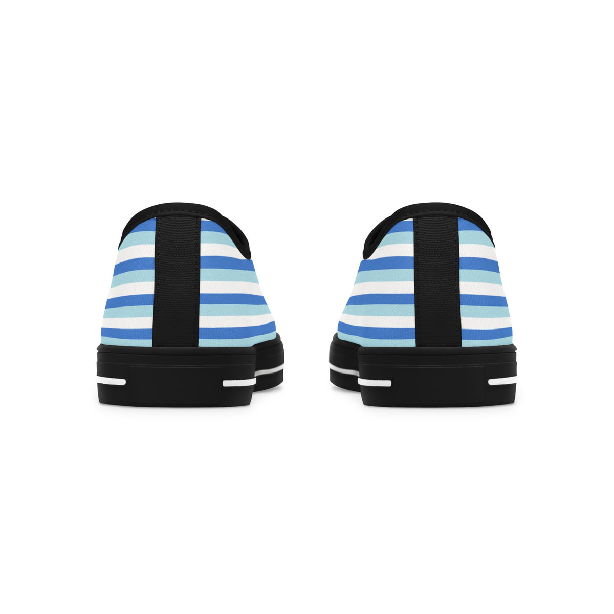 Blue Striped Low Top Sneakers — Casual Canvas Shoes