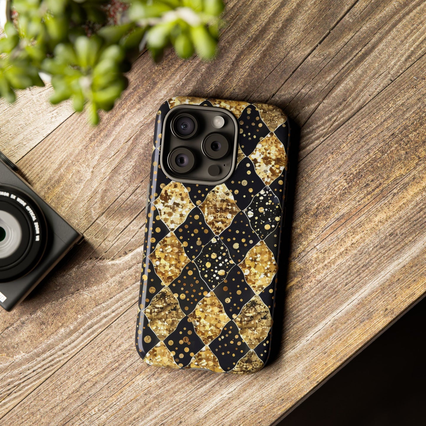 Elegant Gold & Black Phone Case for Tough Protection