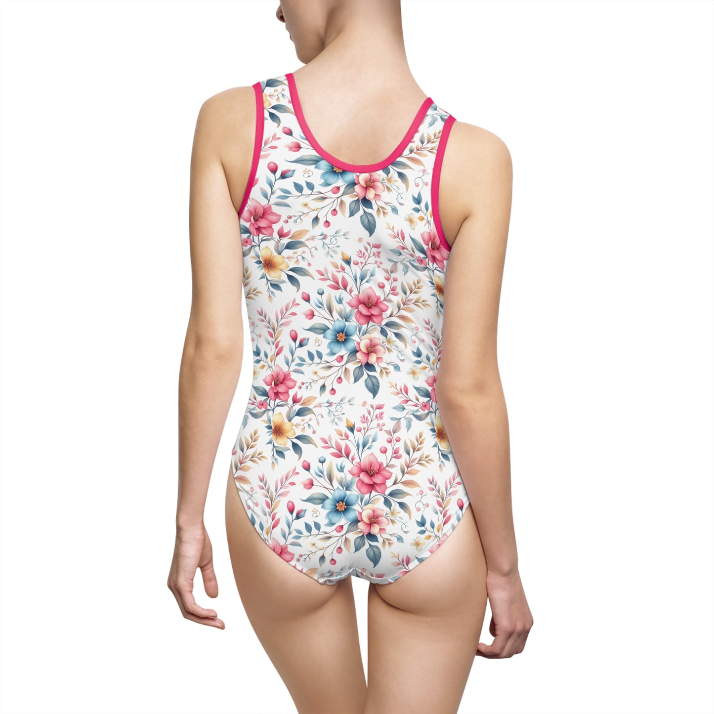 Floral Print Women's Classic Swimsuit, Beachwear, Summer Pool Party, Swimwear, Vacation, Floral Bathing Suit