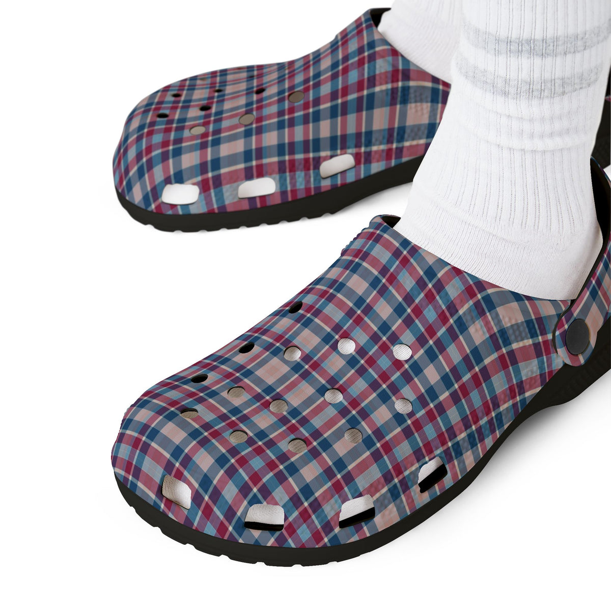 Plaid EVA Foam Clogs — Lightweight Comfortable Garden & Casual Shoes