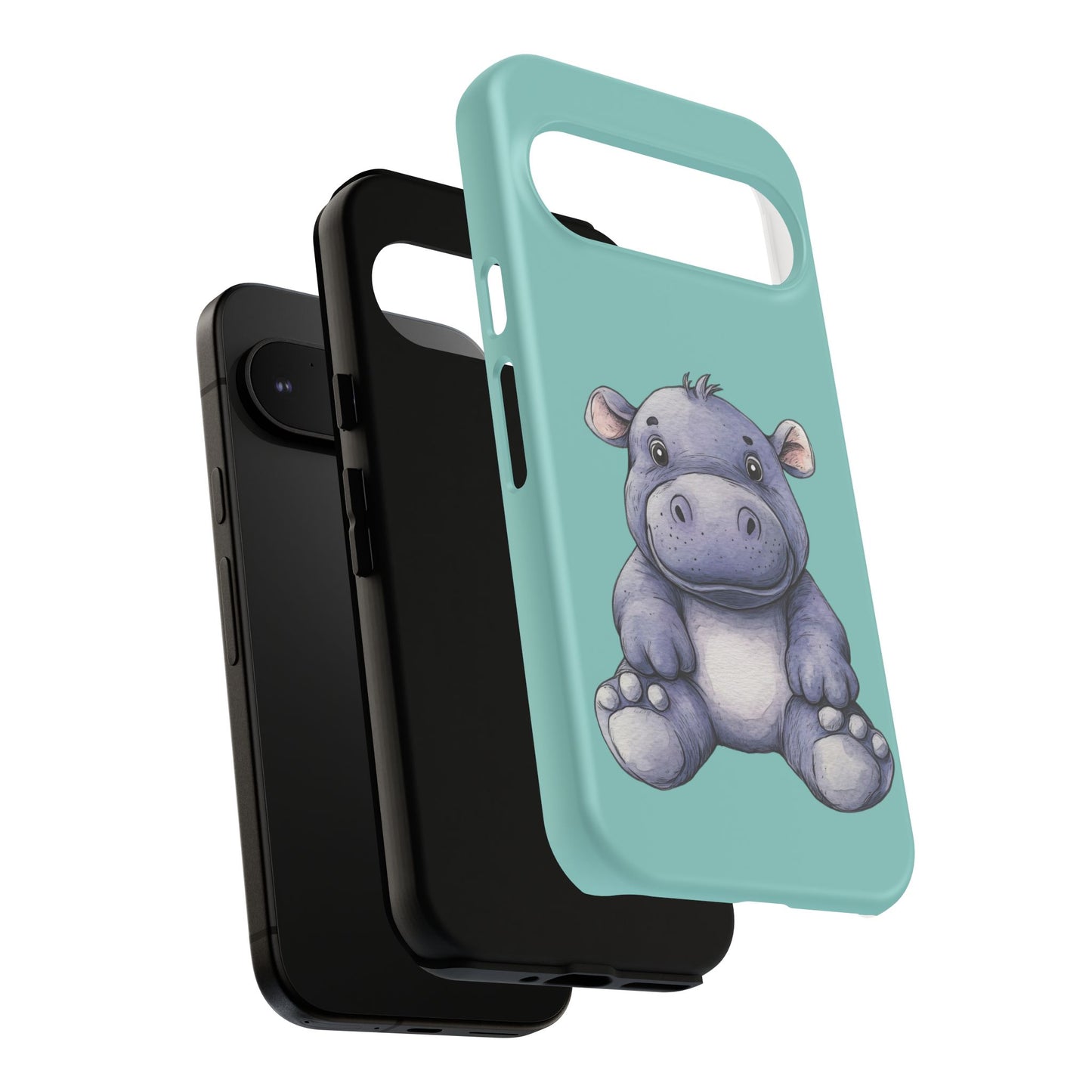 Cute Hippo Phone Case, Tough Phone Cover, Fun Animal Case, Gift for Kids, Cute Decor, Birthday Present