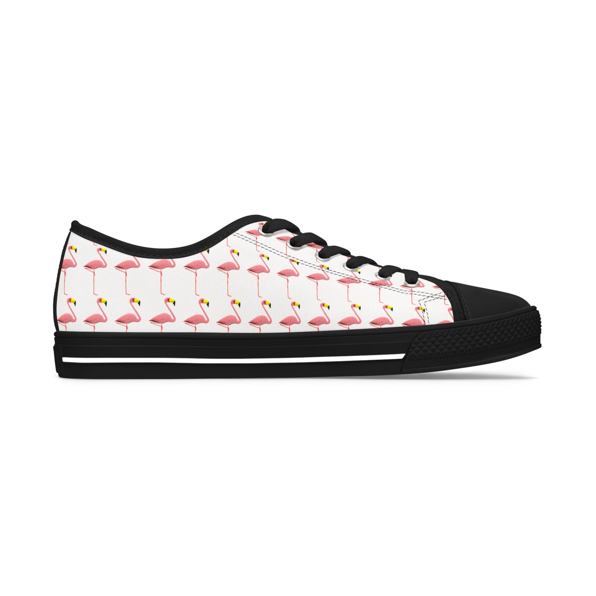 Low Top Sneakers — Pink Flamingo Pattern Casual Canvas Shoes