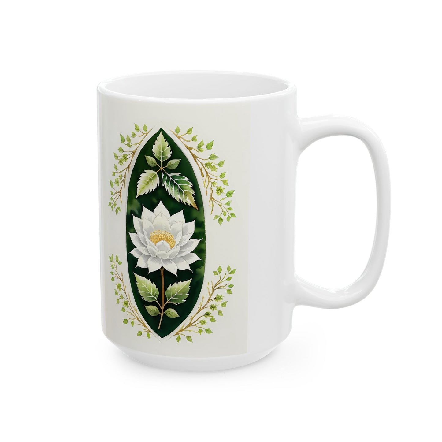 Elegant Floral Ceramic Mug - Perfect for Tea Lovers, Housewarming Gift, Mother's Day, Garden Party, Botanical Decor