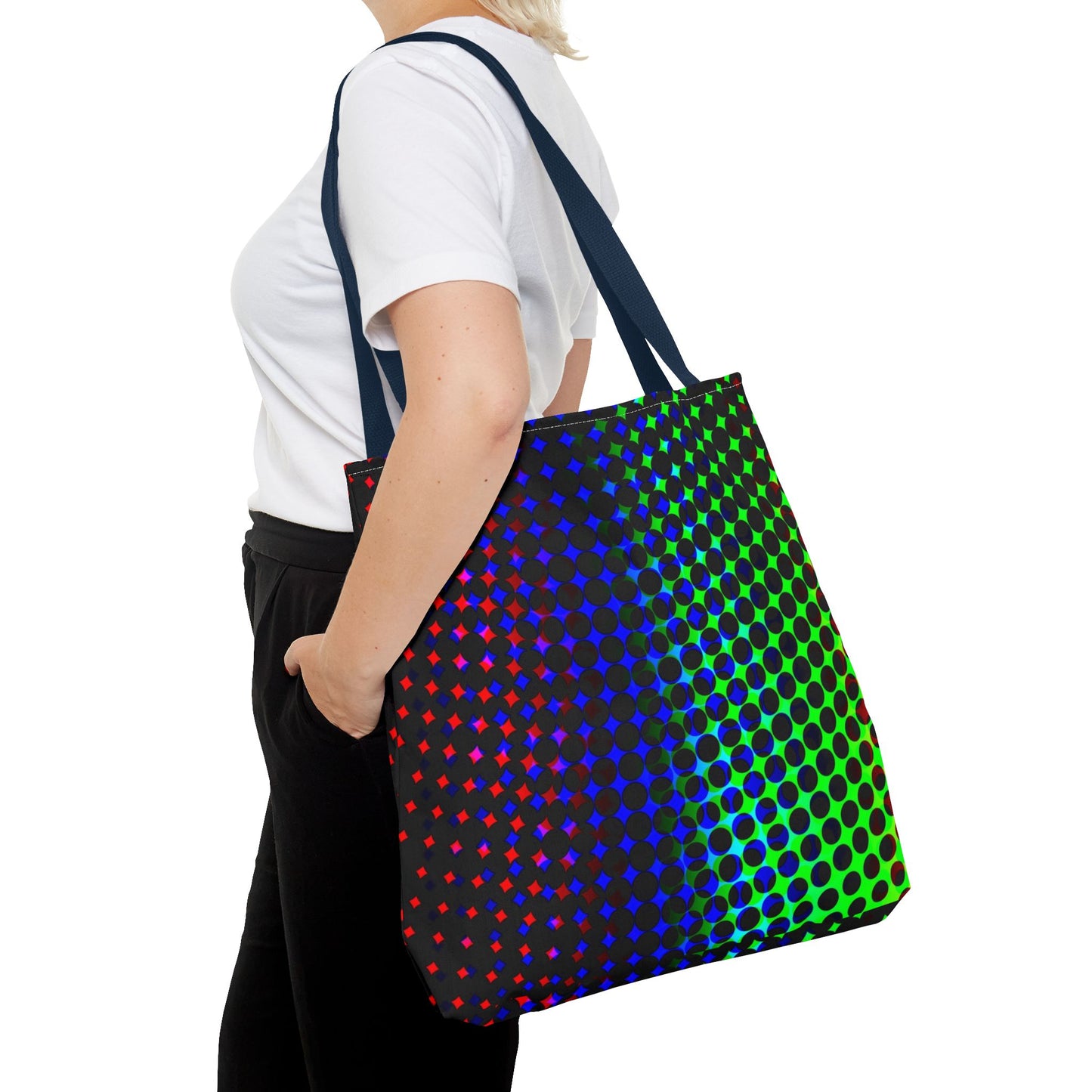 Vibrant Dot Print Tote Bag - Colorful Reusable Shopping Bag, Beach Tote