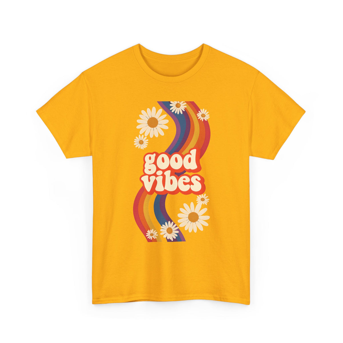 Good Vibes Unisex Heavy Cotton Tee, Retro Graphic T-Shirt, Feel Good Apparel, Summer Outfit, Casual Gift for Friends