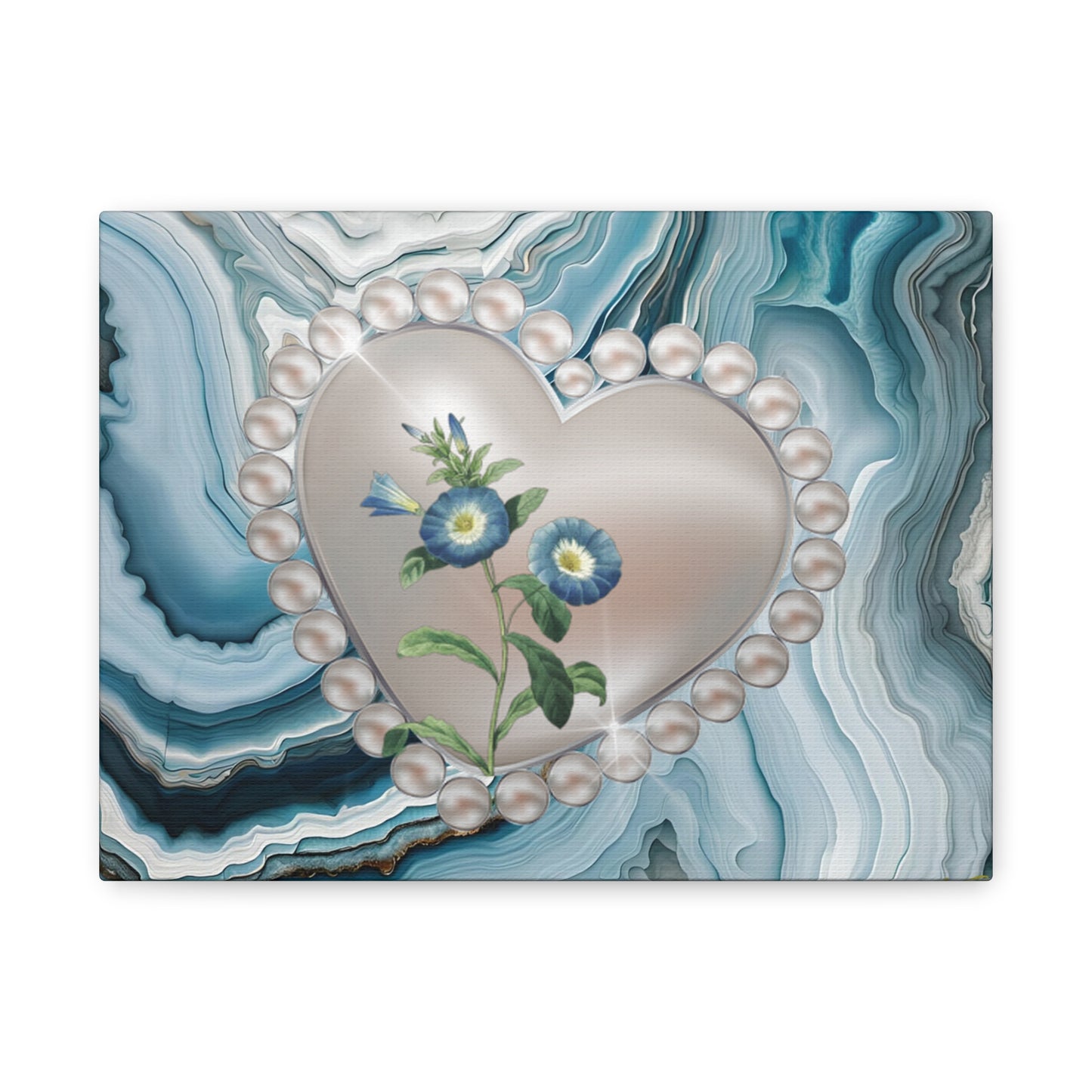 Elegant Floral Heart Canvas Wall Art, Modern Home Decor, Gift for Her