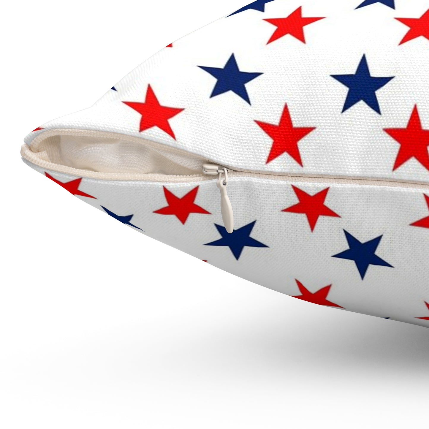 Spun Polyester Square Pillow stars red white and blue