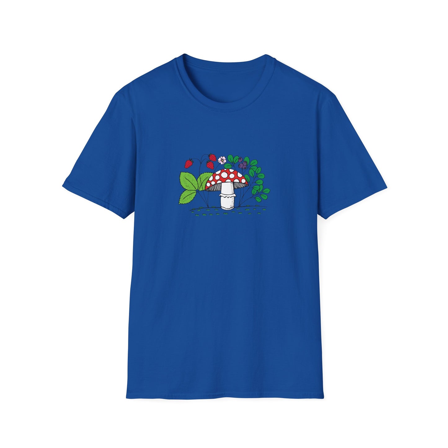 Whimsical Mushroom T-Shirt for Nature Lovers, Casual Tees, Gift for Gardeners, Unisex Softstyle Shirt, Eco-Friendly Apparel