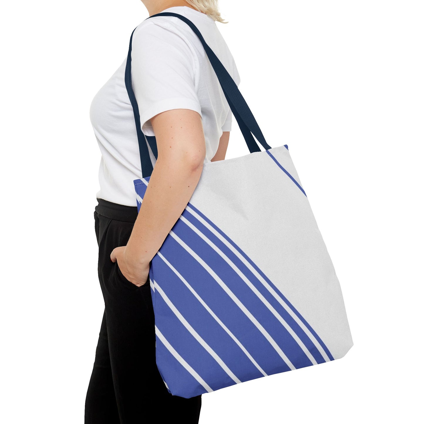 Chic Blue Striped Tote Bag, Stylish Reusable Shopping Bag, Beach Bag, Everyday Carry, Gift for Her