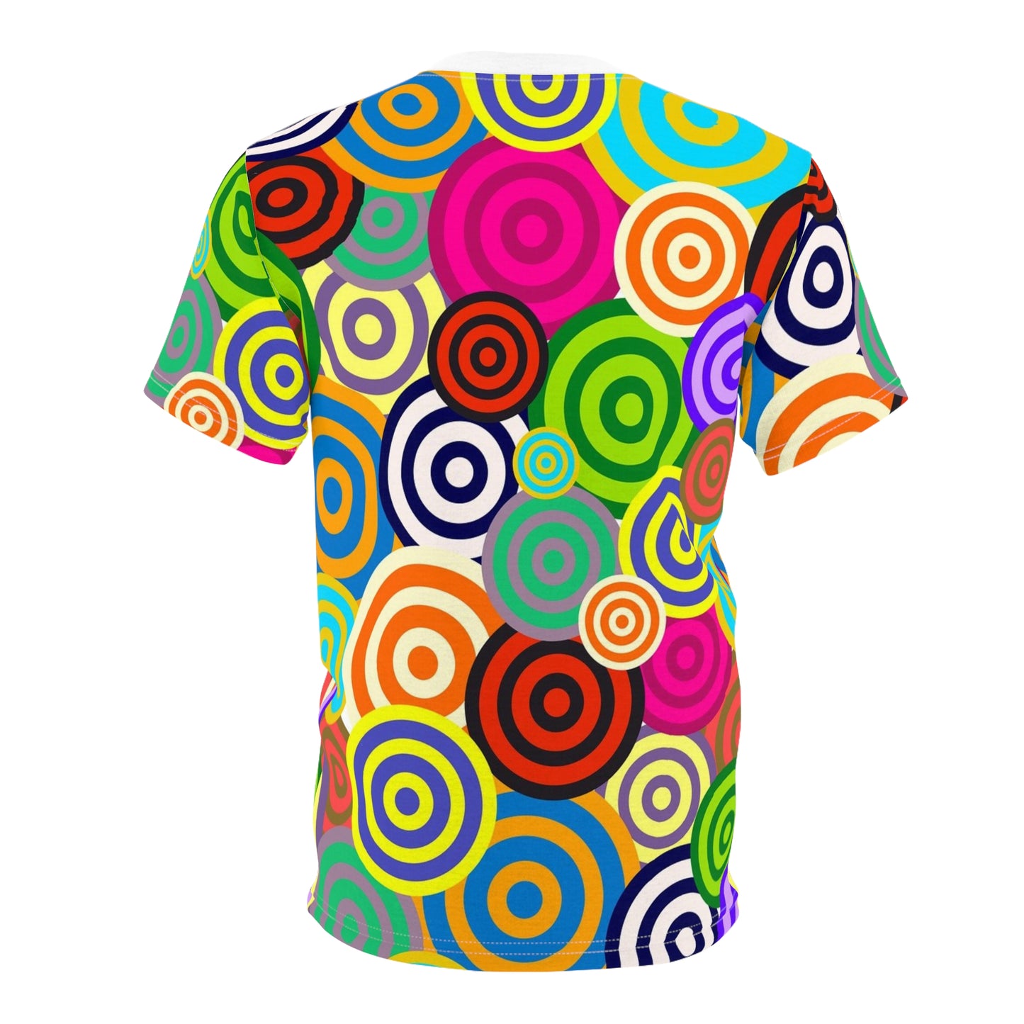 Colorful Circle Pattern Unisex Tee, Vibrant Graphic T-Shirt for Casual Wear, Gift for Art Lovers, Trendy Summer Style, Unique Retro Shirt