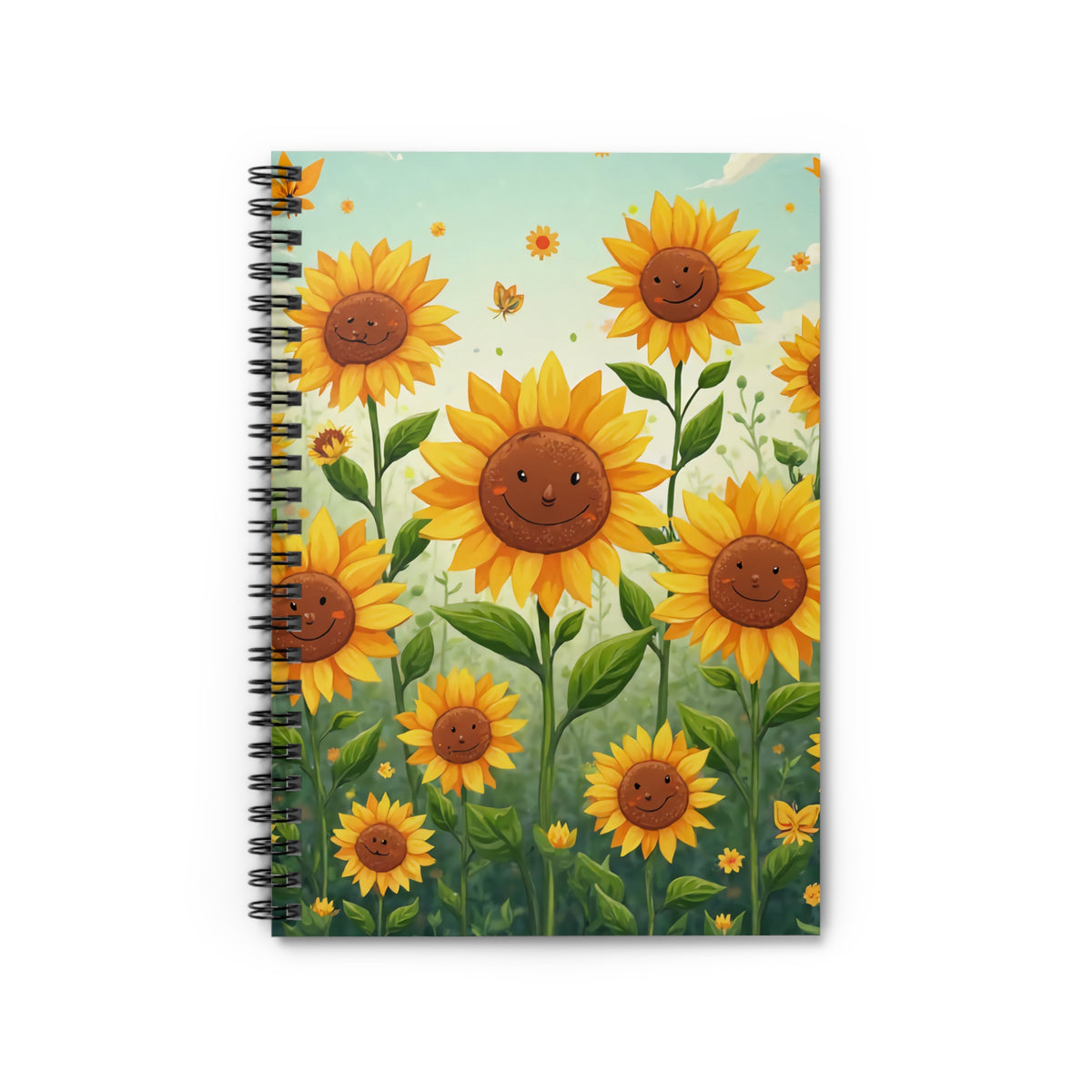 Cheerful Sunflower Spiral Notebook - Ruled Line, Cute Journal, Floral Notepad, Gift for Students, Bright Garden Design, Spring Decor
