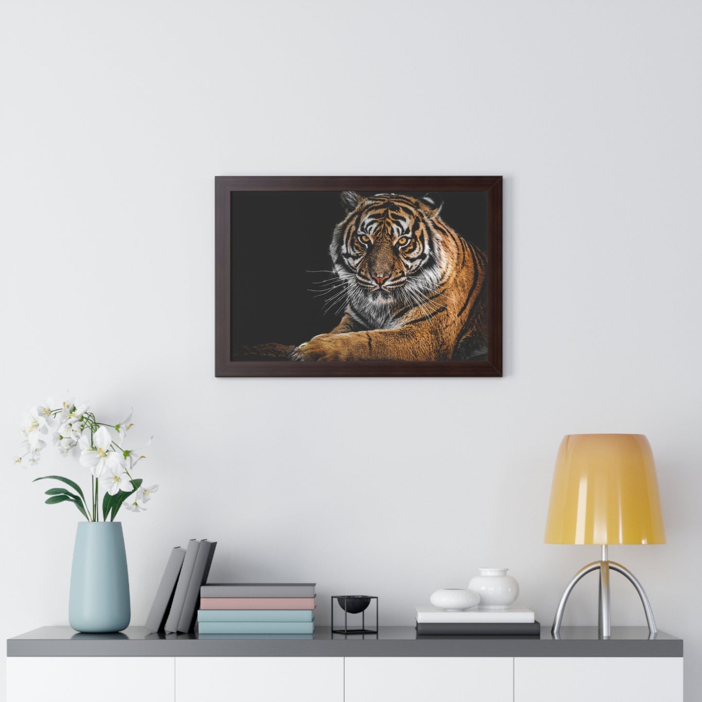 Majestic Tiger Wall Art Print, Framed Horizontal Poster, Animal Decor, Home Office Decoration, Wildlife Art, Gift Idea