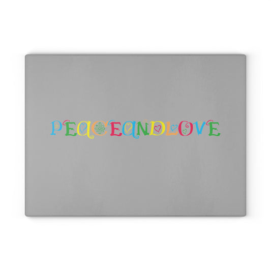 Colorful Peace and Love Glass Cutting Board | Kitchen Decor