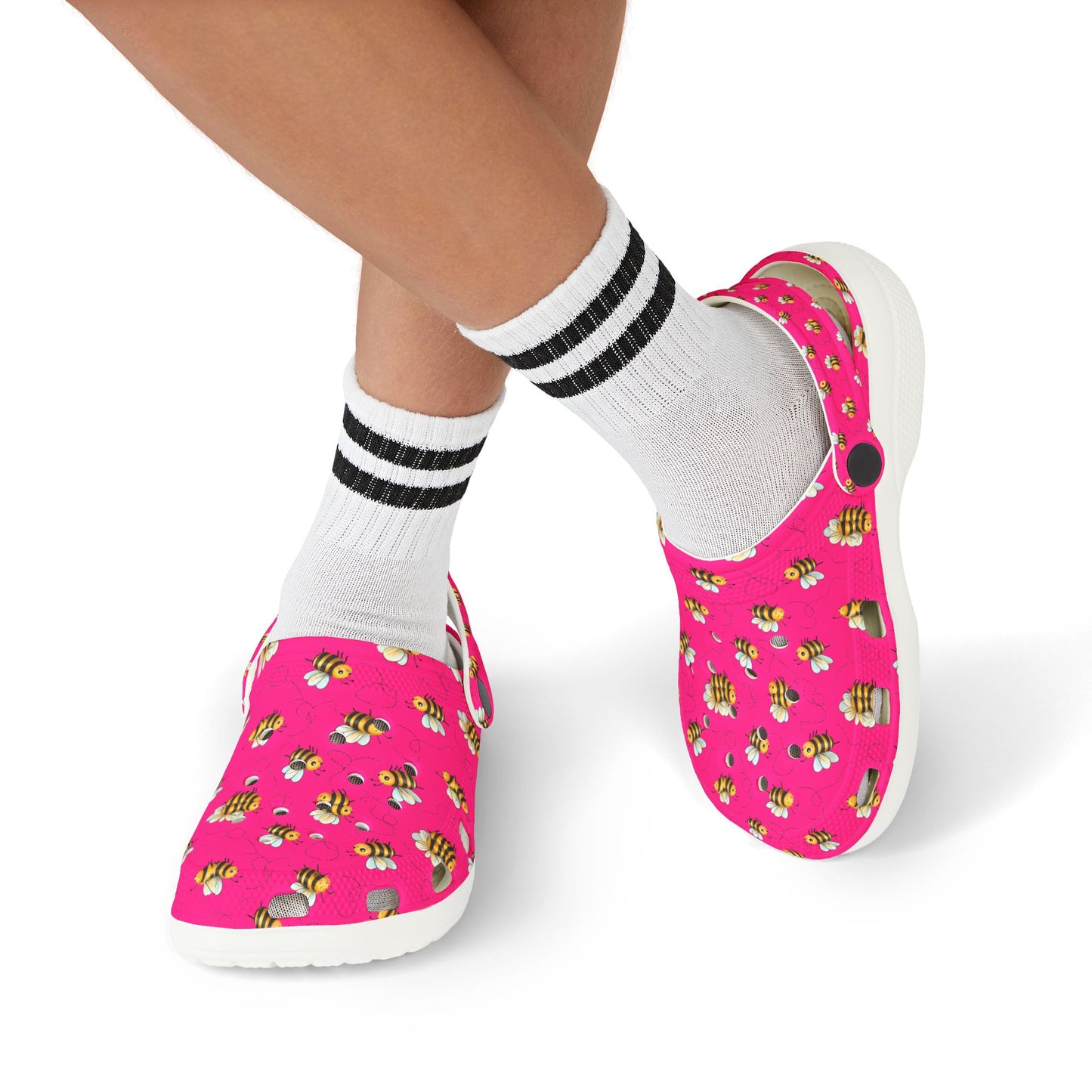 Kids' Floral Bee Clogs - Fun Summer Slip-On, Gardening Shoes, Outdoor Play Footwear, Gift for Kids, Toddler Clogs