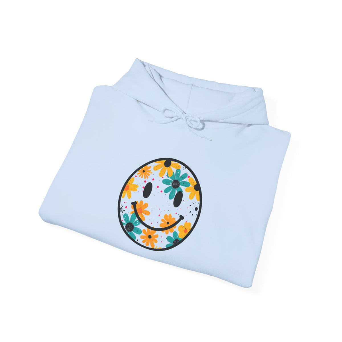 Floral Smiley Hoodie — Retro Daisy Smile Graphic Hoodie