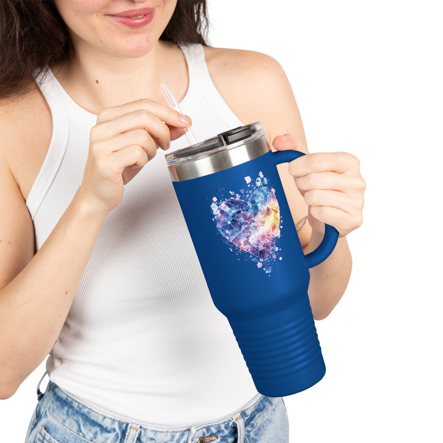 Colorful Heart Insulated Travel Mug | 40oz | Great for Coffee, Tea, Outdoors, Gifts, Love