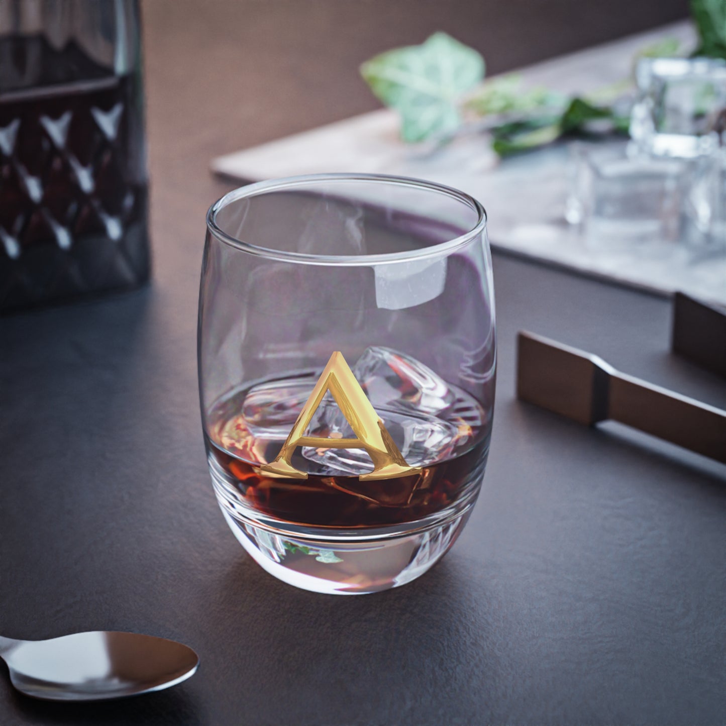 Personalized Whiskey Glass with Initial, Engraved Glass Letter A