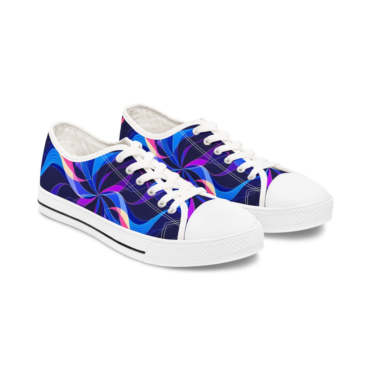 Women's Low Top Sneakers — Blue Purple Swirl Graphic Casual Shoes