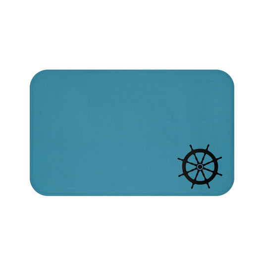 Nautical Bath Mat, Beach Home Decor, Wheel Design Mat, Coastal Bathroom Accessories, Great for Nautical Theme