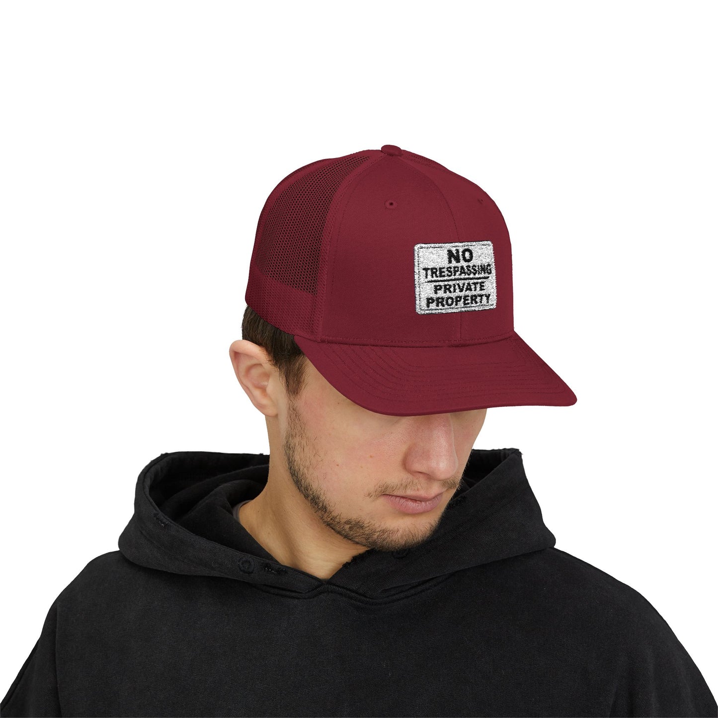 No Trespassing Snapback Trucker Cap, Outdoor Adventure Hat, Unique Gift for him, Summer Casual Style, Trendy Accessory