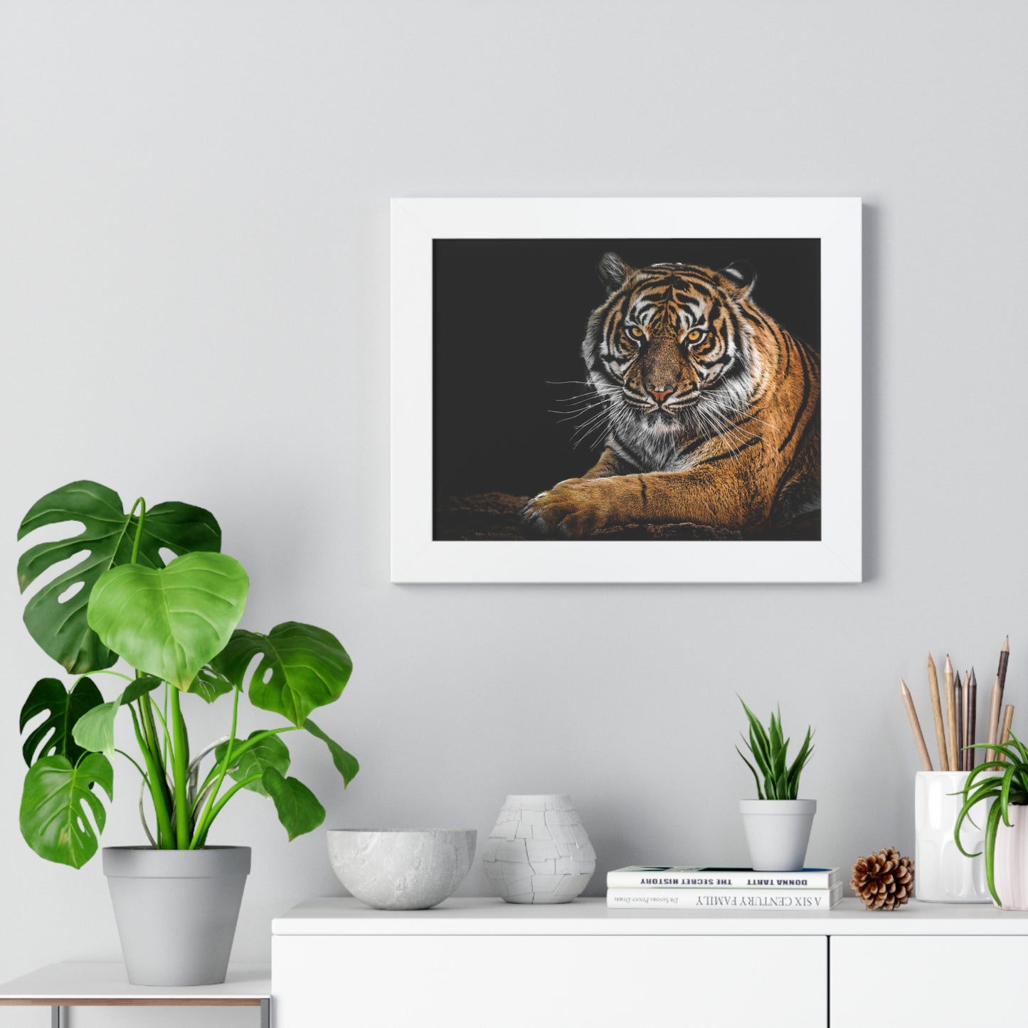 Majestic Tiger Wall Art Print, Framed Horizontal Poster, Animal Decor, Home Office Decoration, Wildlife Art, Gift Idea