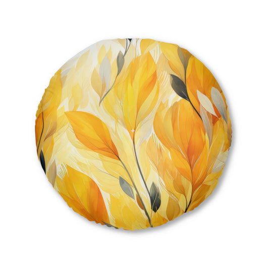 Cozy Autumn Tufted Floor Pillow, Round Decorative Cushion, Fall Decor, Boho Seating, Relaxation Pillow, Home Comfort Accessory