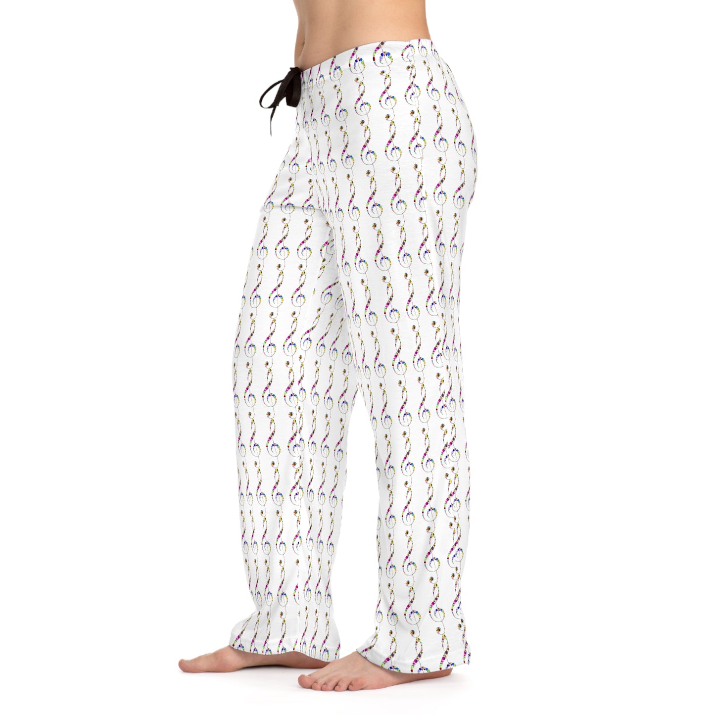 Colorful Musical Note Women's Pajama Pants, Relaxation Lounge Wear