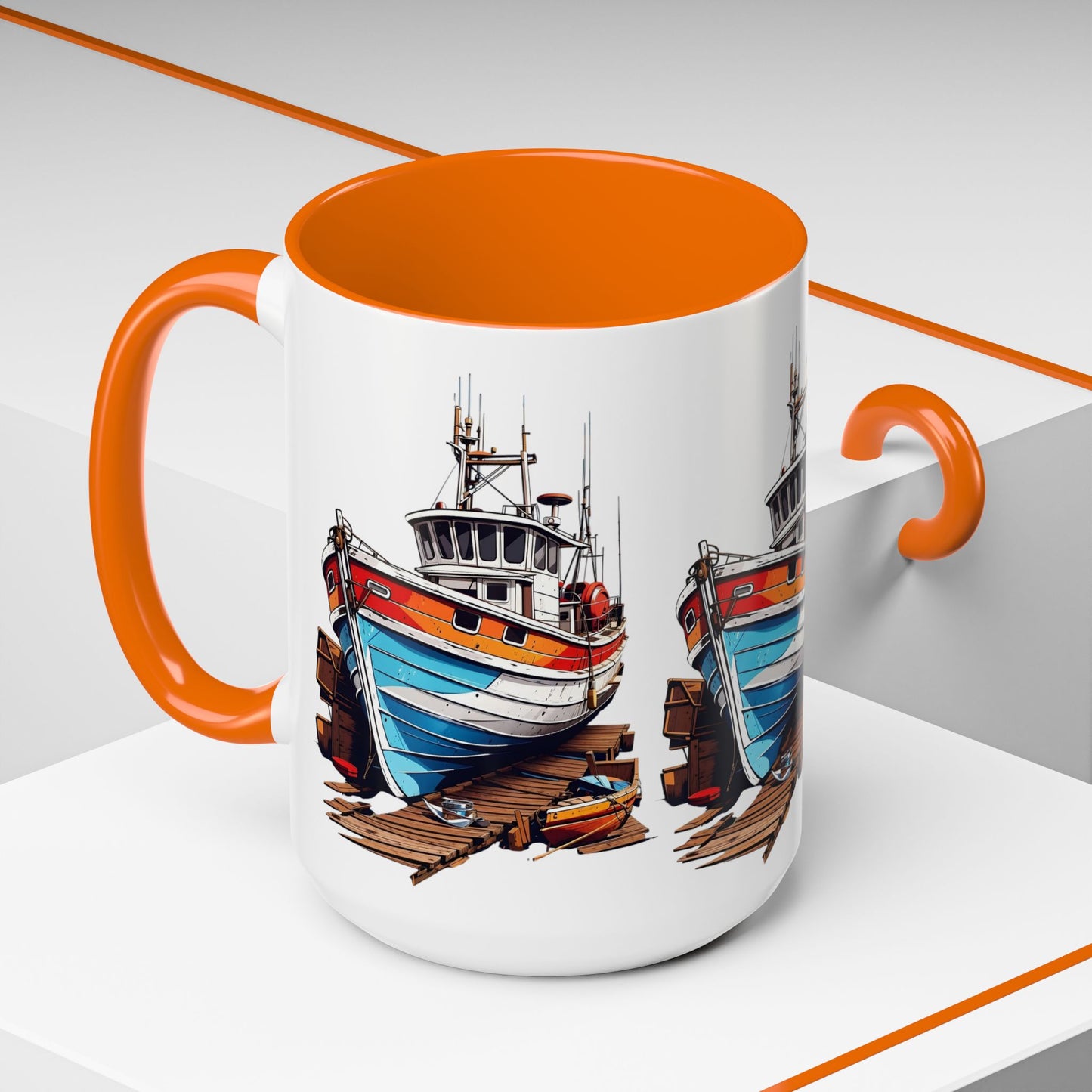 Nautical Accent Coffee Mug | Perfect for Boat Lovers, Sailor Gifts, Coastal Decor, Unique Gift Idea, Custom Artwork Mug