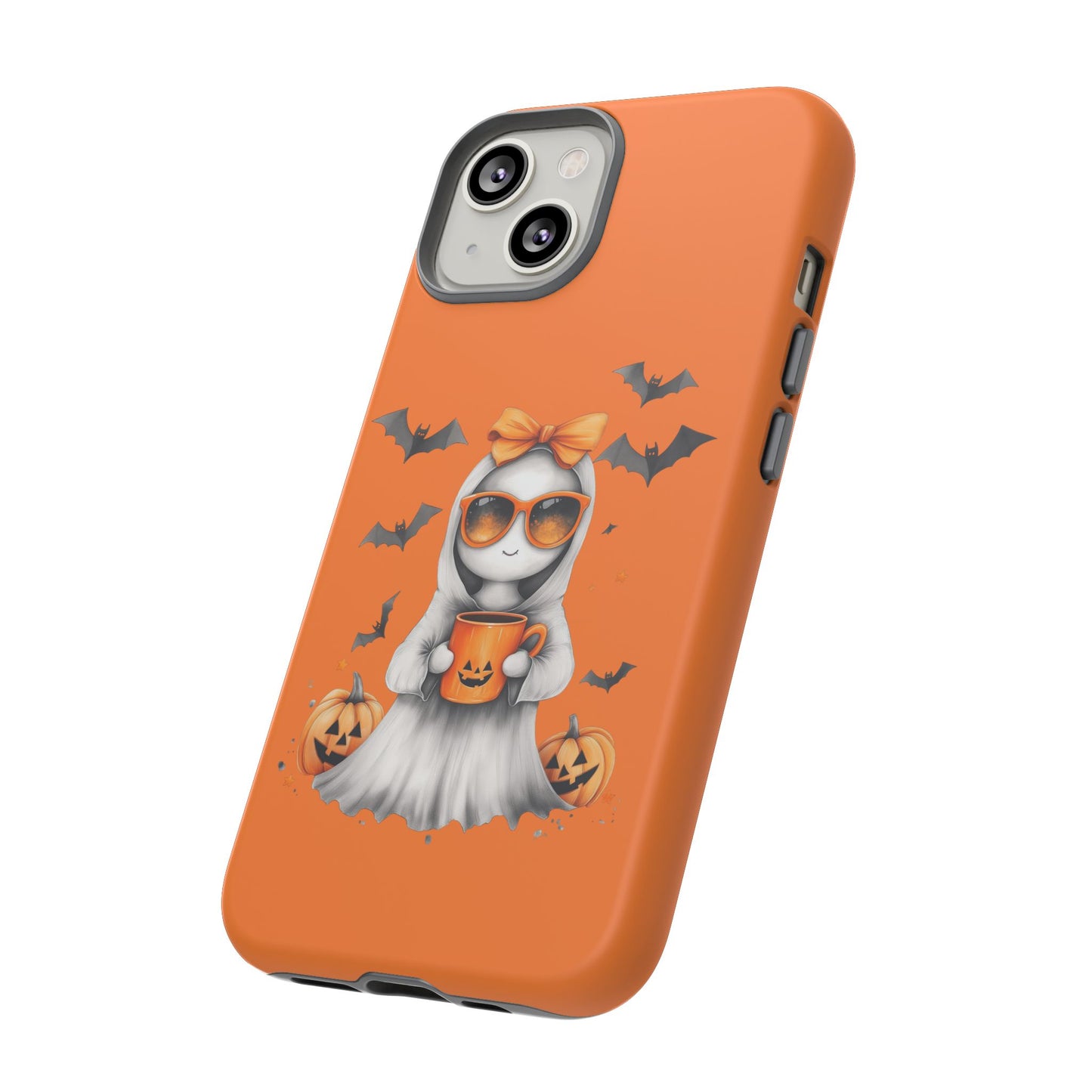 Halloween Ghost Phone Case, Cute Cat Ghost Case, Autumn Phone Cover, Spooky Season Gift, Trick or Treat Case