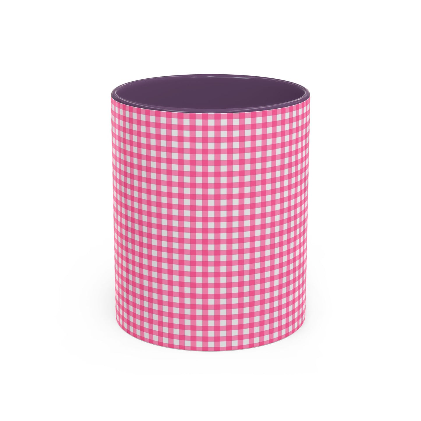 Pink Gingham Accent Coffee Mug, Cute Kitchen Decor, Gift for Coffee Lovers, Home Office Mug, Spring and Summer Vibes
