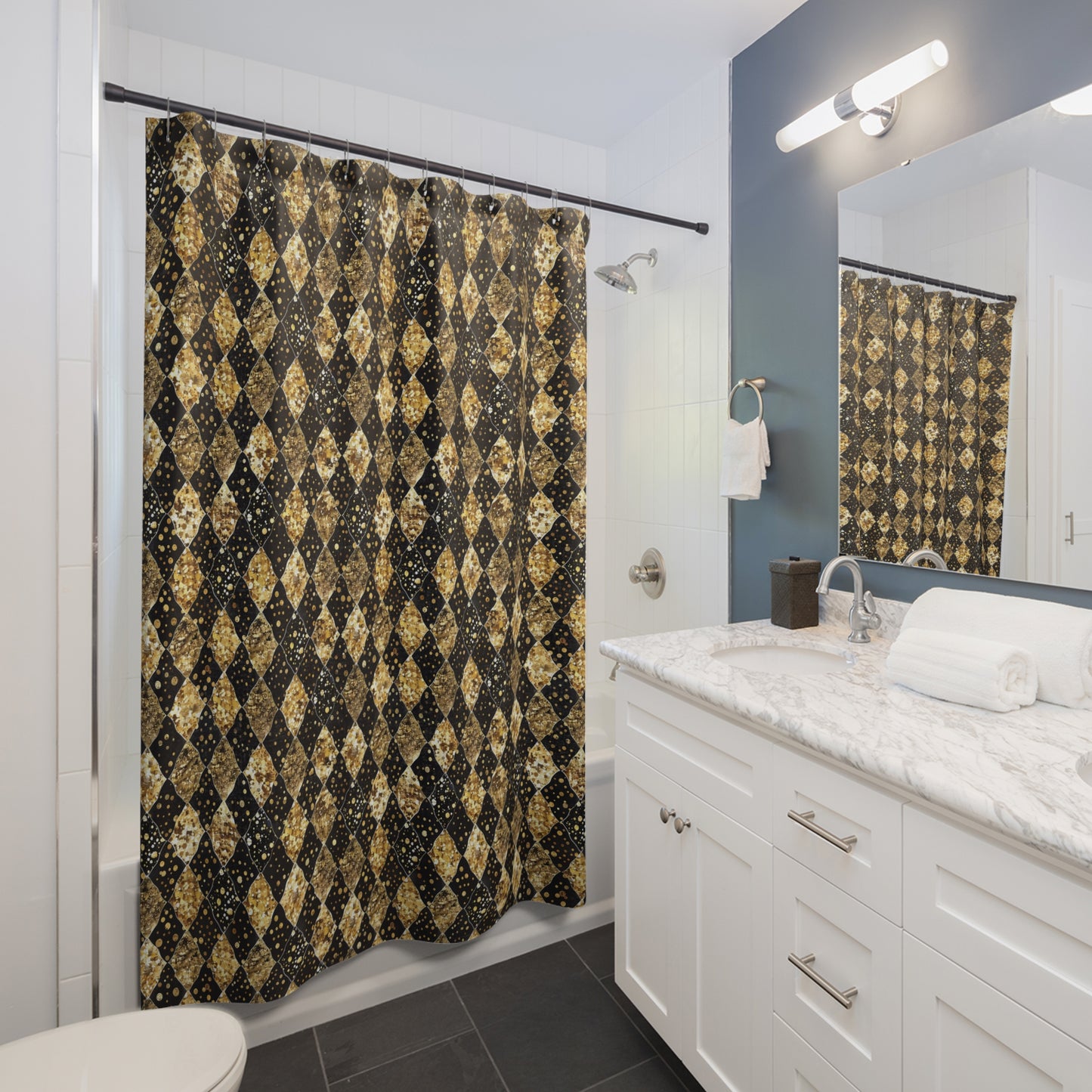 Elegant Diamond Pattern Shower Curtain