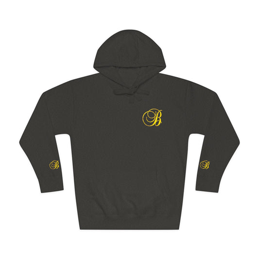 Coral Gold Floral Initial Hoodie — Monogram 'B' Casual Pullover