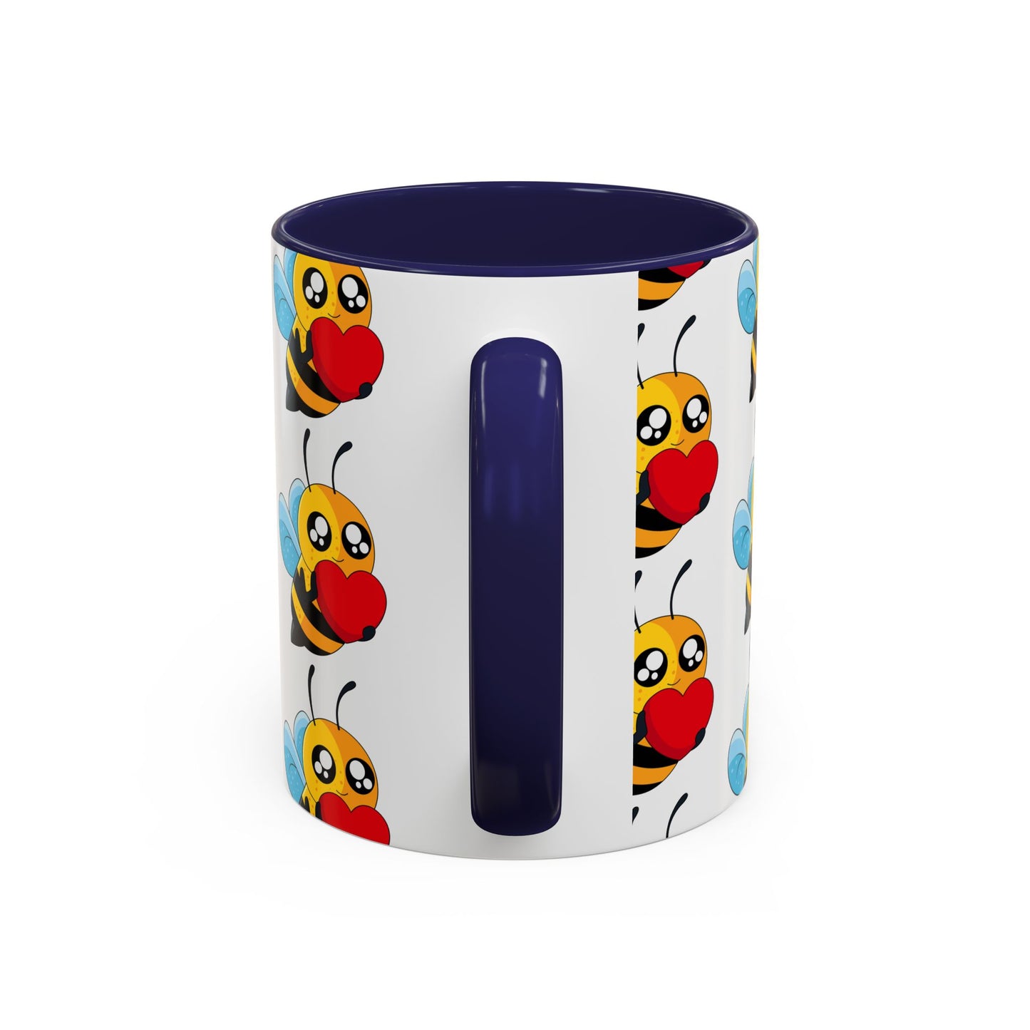 Cute Bee Love Accent Coffee Mug, Cute Floral Mug, Cheerful Bee Design