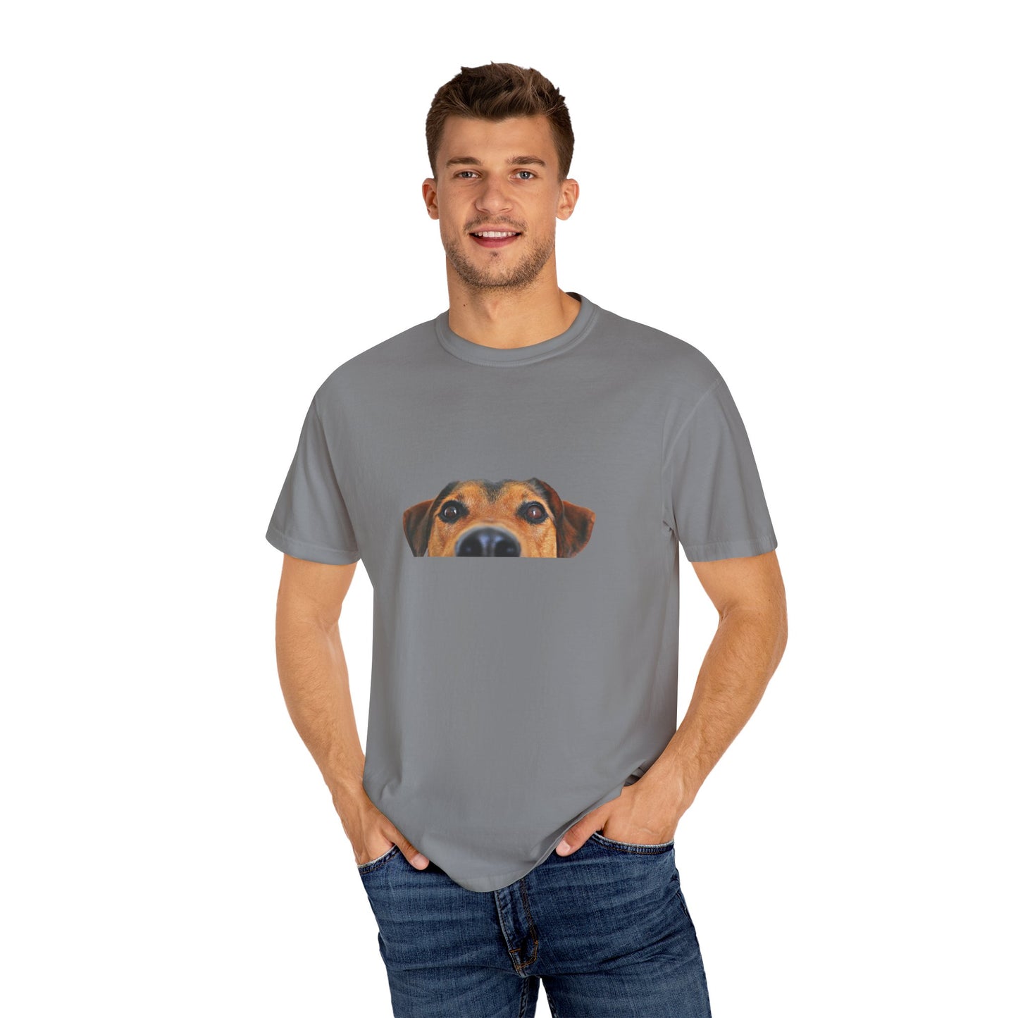 Cute Dog Face Unisex Garment-Dyed T-shirt, Pet Lover Tee, Animal Community Shirt, Birthday Gift, Casual Wear, Dog Lover's Merch