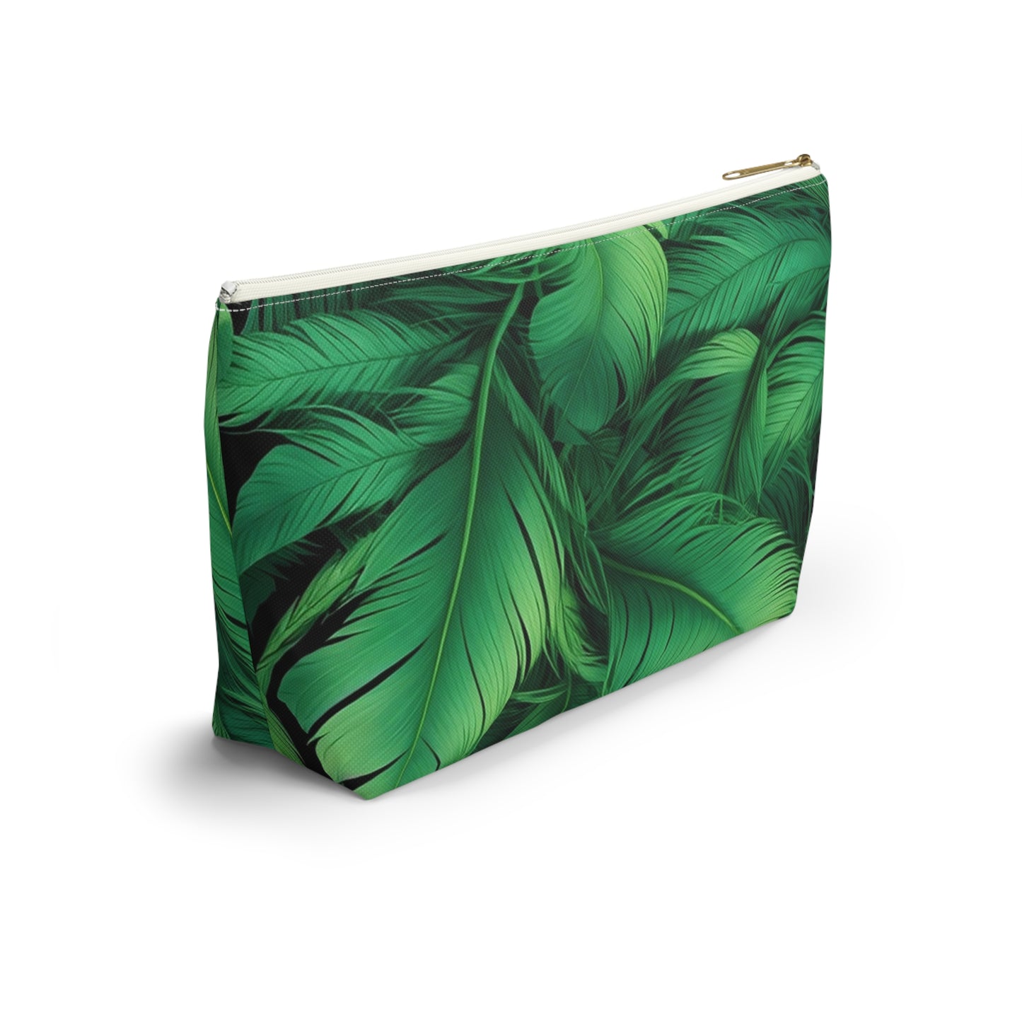 Tropical Leaf Accessory Pouch, Eco-Friendly Makeup Bag, Travel Organizer, Green Floral Pouch, Cute Gift for Nature Lovers
