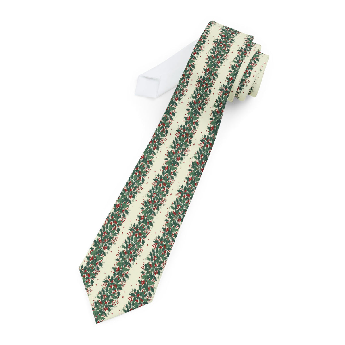Holly Stripe Necktie – Festive Christmas Pattern Tie