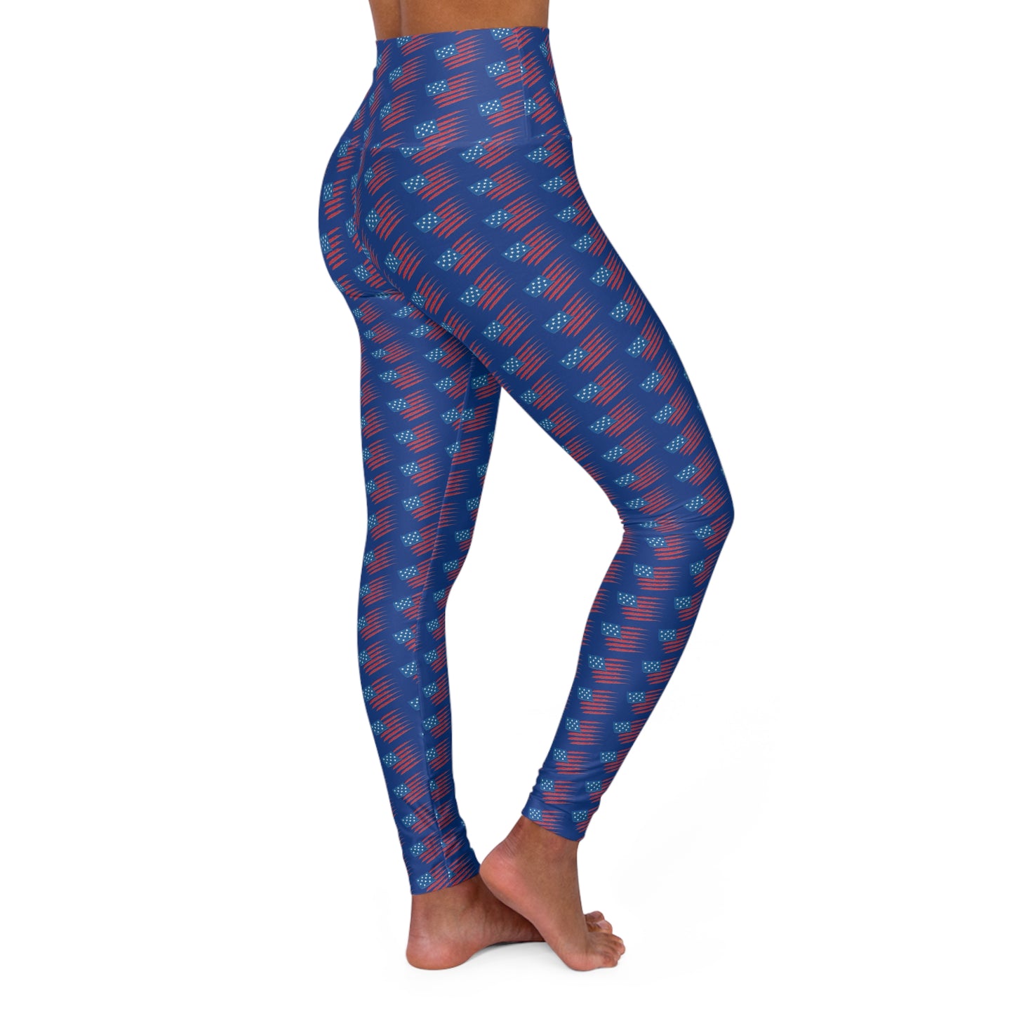 Patriotic High Waisted Yoga Leggings, Fitness Apparel, Workout Gear, AOP Leggings, Yoga Pants, Independence Day Gift