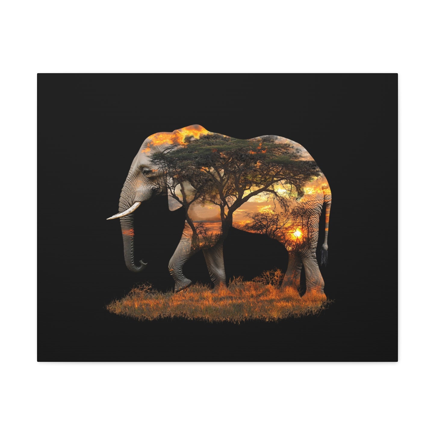 Elephant Tree Matte Canvas Art, Nature Wall Decor, Wildlife Home Decoration, Gift for Animal Lovers, Boho Living Room Accent