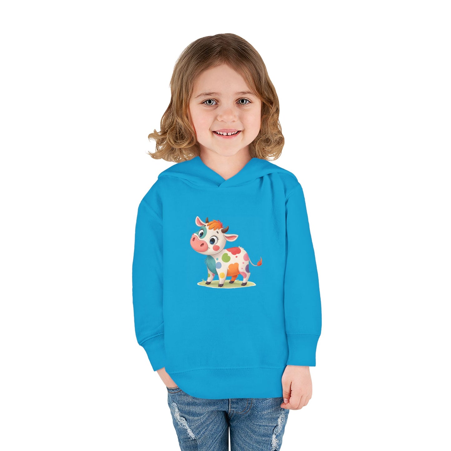 Cute Cow Toddler Pullover Fleece Hoodie, Kids' Hoodie, Animal Hoodie, Cozy Kids Apparel, Fun Gifts for Toddlers, Birthday Gift