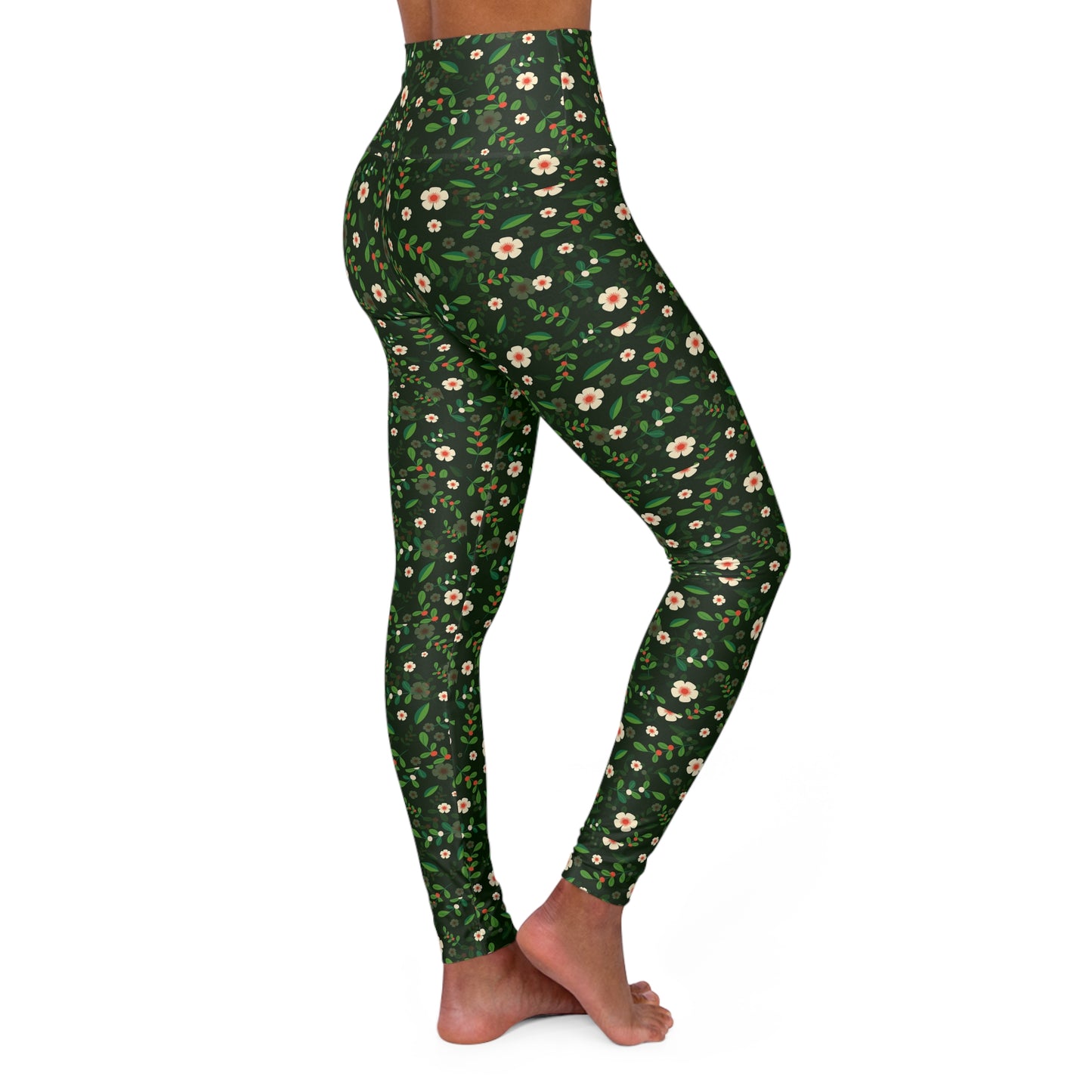 Floral High Waisted Yoga Leggings - Stylish Activewear for Yoga, Fitness, Workout, Gym, Casual Wear, Spring Fashion