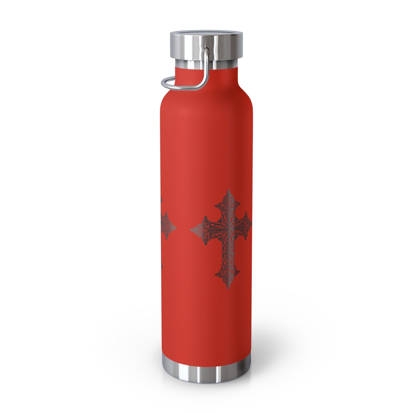 Stylish Copper Insulated Water Bottle - 22oz, Cross Design, Travel Flask, Gift for Him/Her, Unique Outdoor Hydration