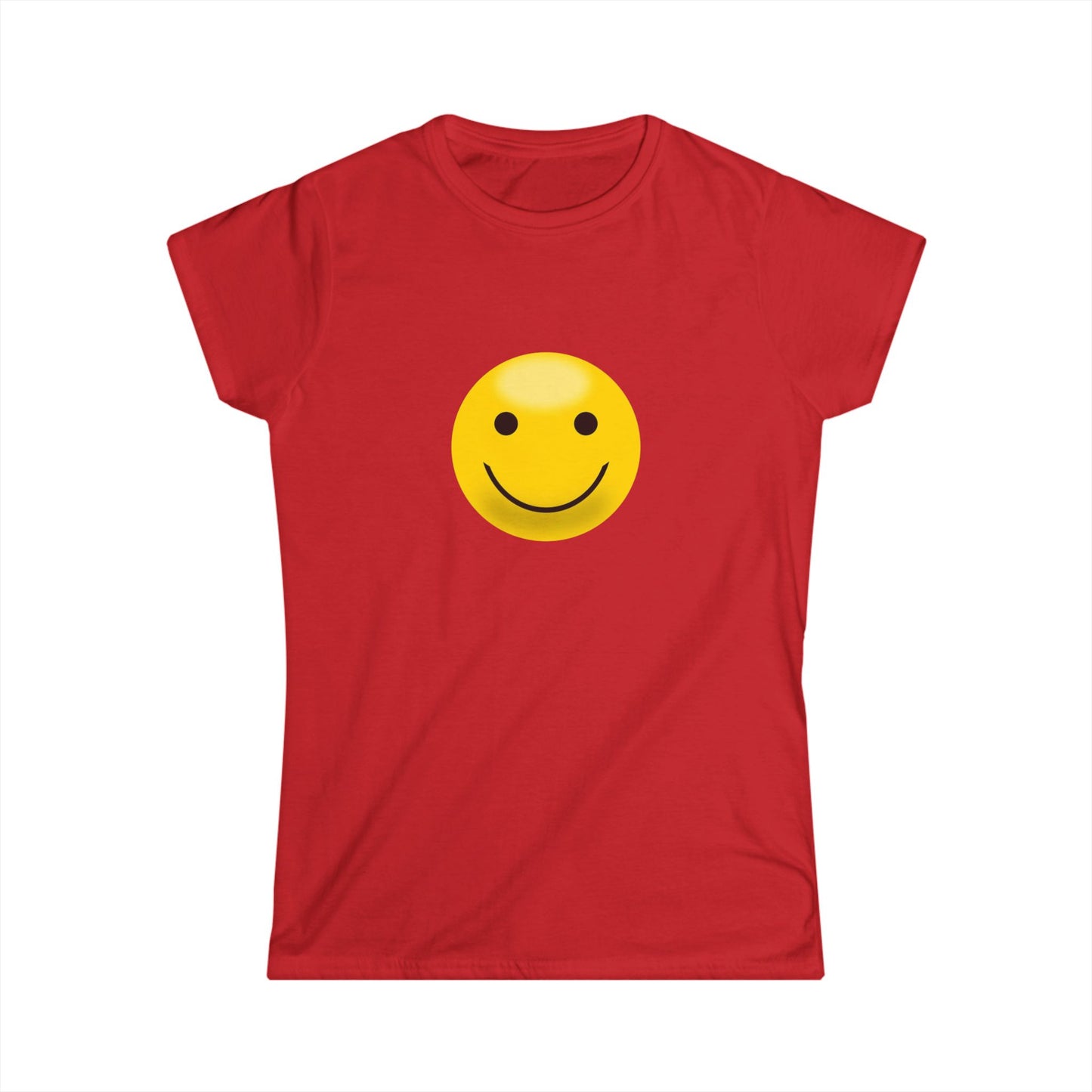 Smiley Face Women's Softstyle Tee, Casual T-Shirt, Happy Graphic Tee, Summer Shirt, Birthday Gift, Everyday Wear