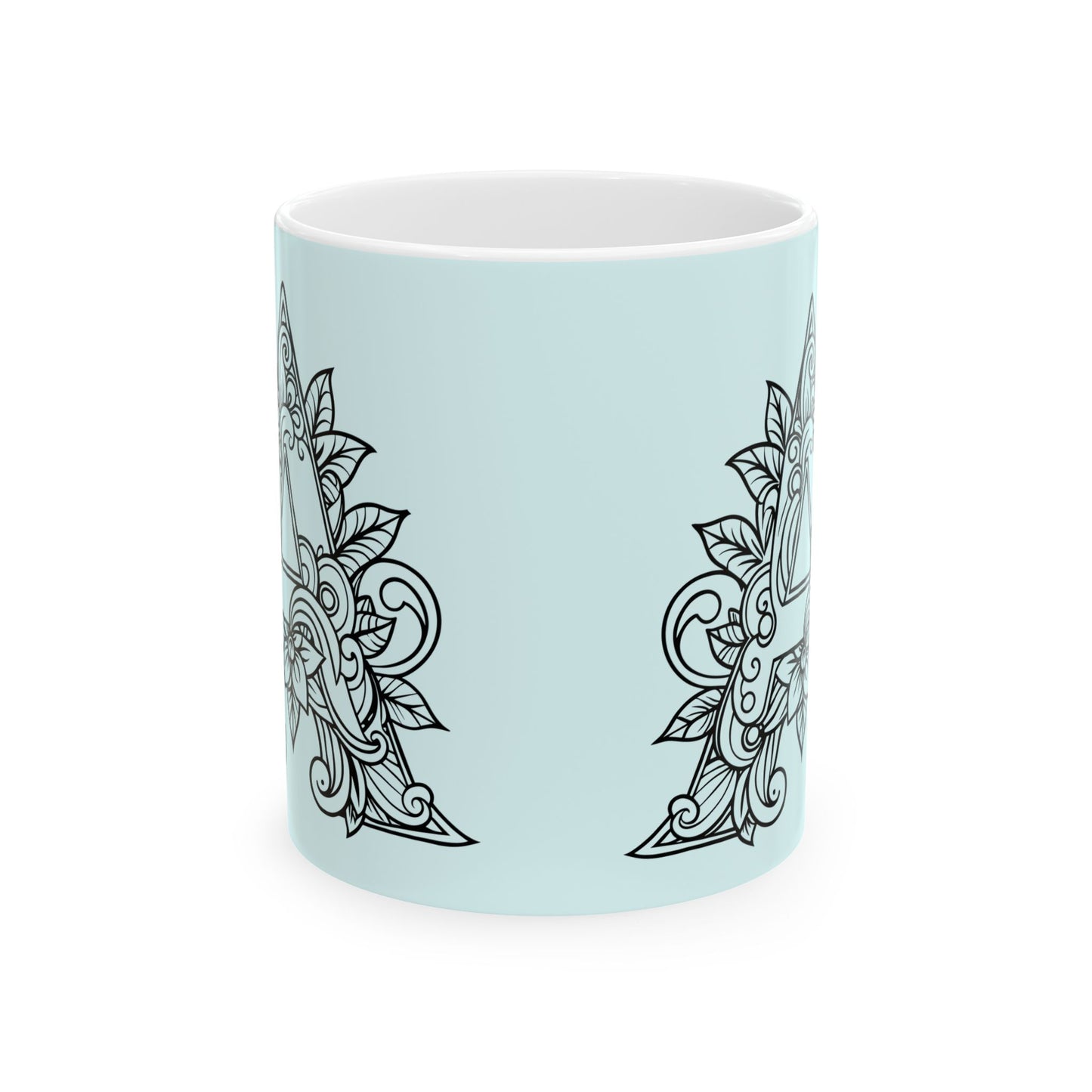 Mandala Design Ceramic Mug - Letter A Calming Tea & Coffee Cup, Gift for Her, Home Decor, Zen Vibes, Meditation