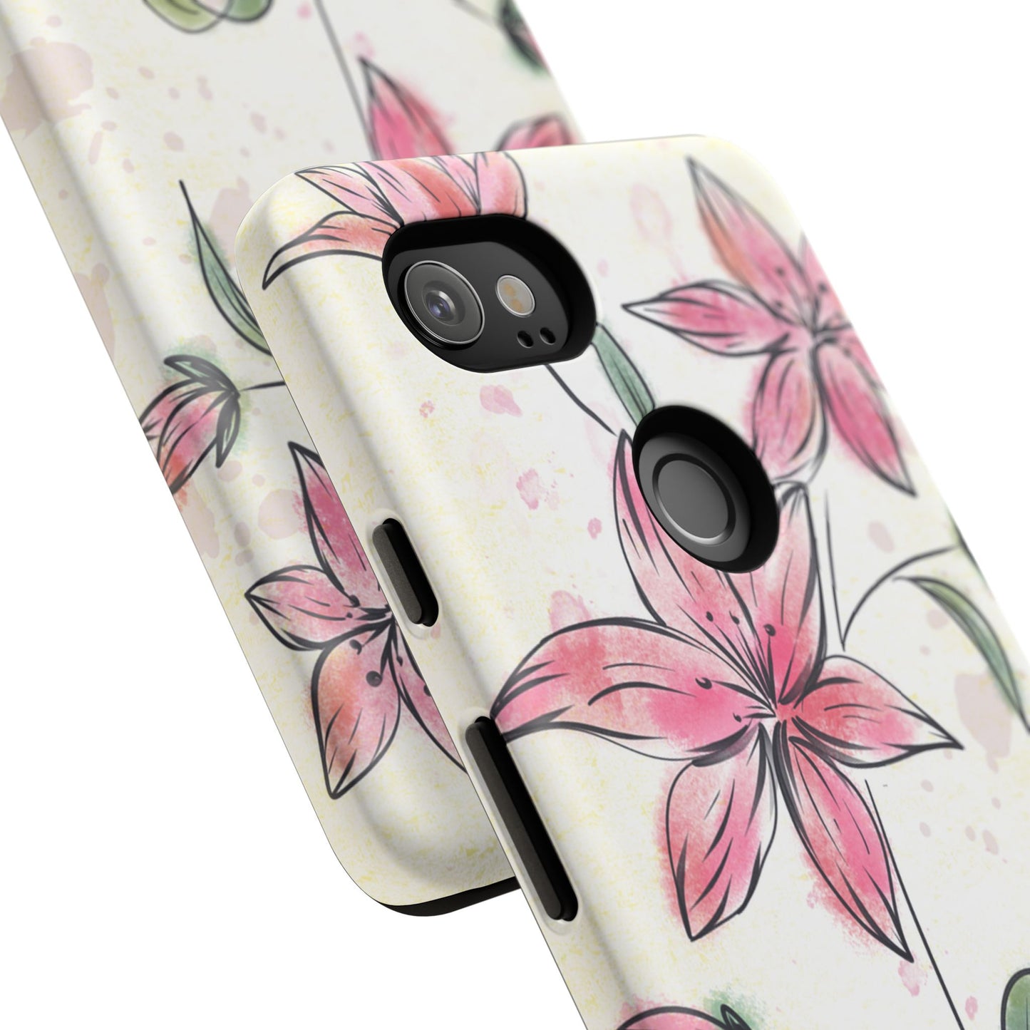 Floral Phone Case with Elegant Pink Lilies, Cute Floral Accessories, Phone Protection, Gift for Her, Stylish Cell Phone Cover