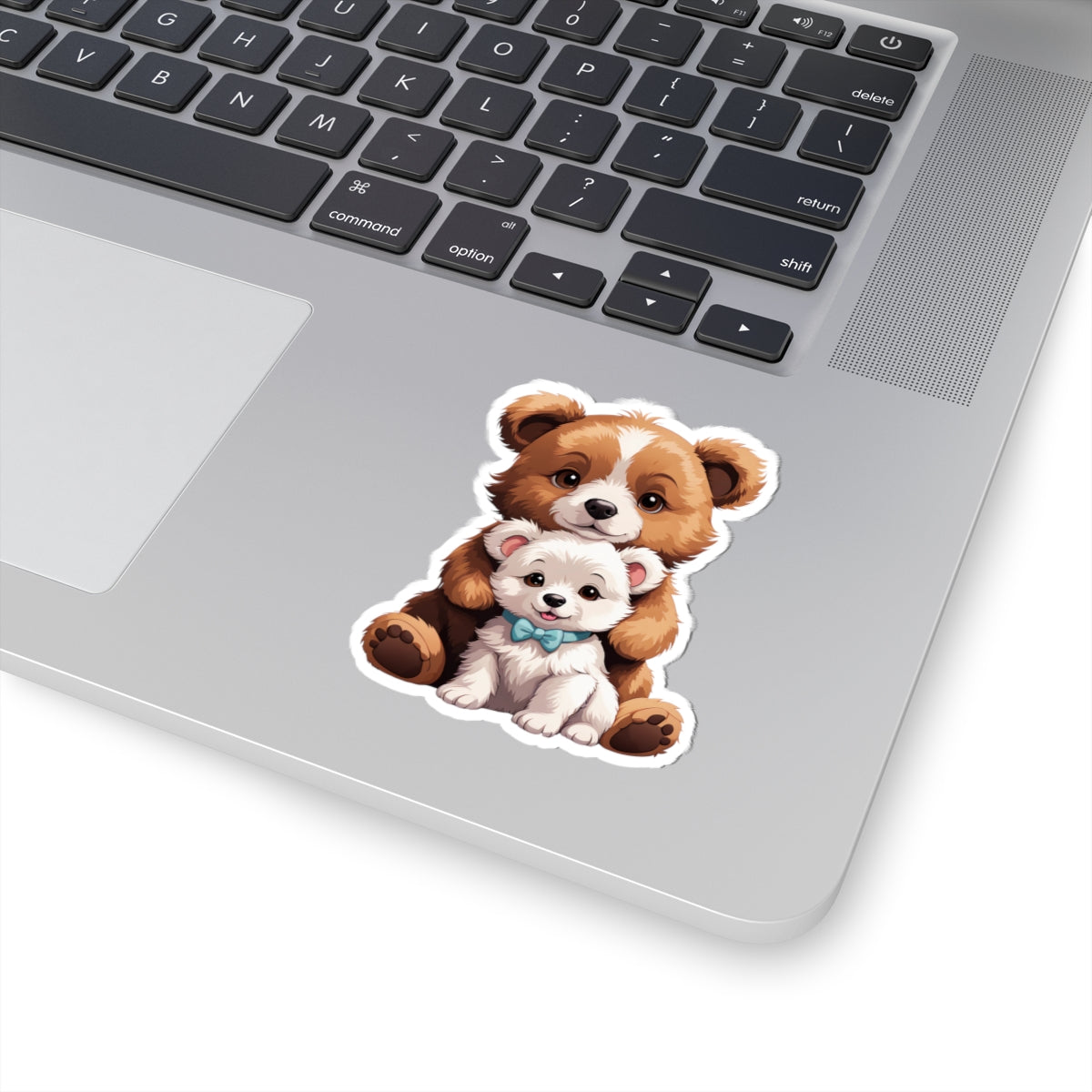 Adorable Bear and Pup Kiss Cut Stickers, Cute Animal Decor, Childrens Party Favors, Laptop Stickers